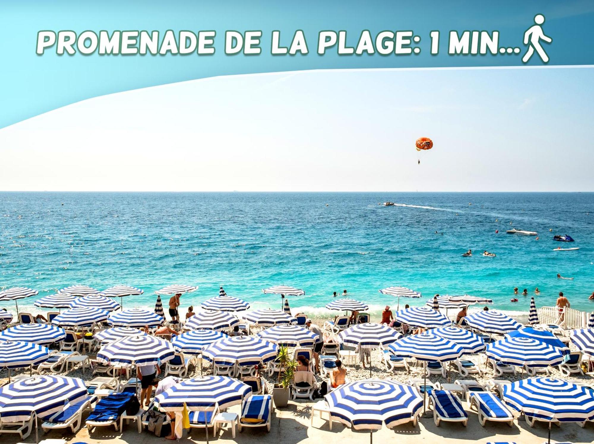 1 Min To The Beach Apartment - Kitchen - Tramway - Air Conditioner - Wifi - Promenade Des Anglais Nizza Kültér fotó